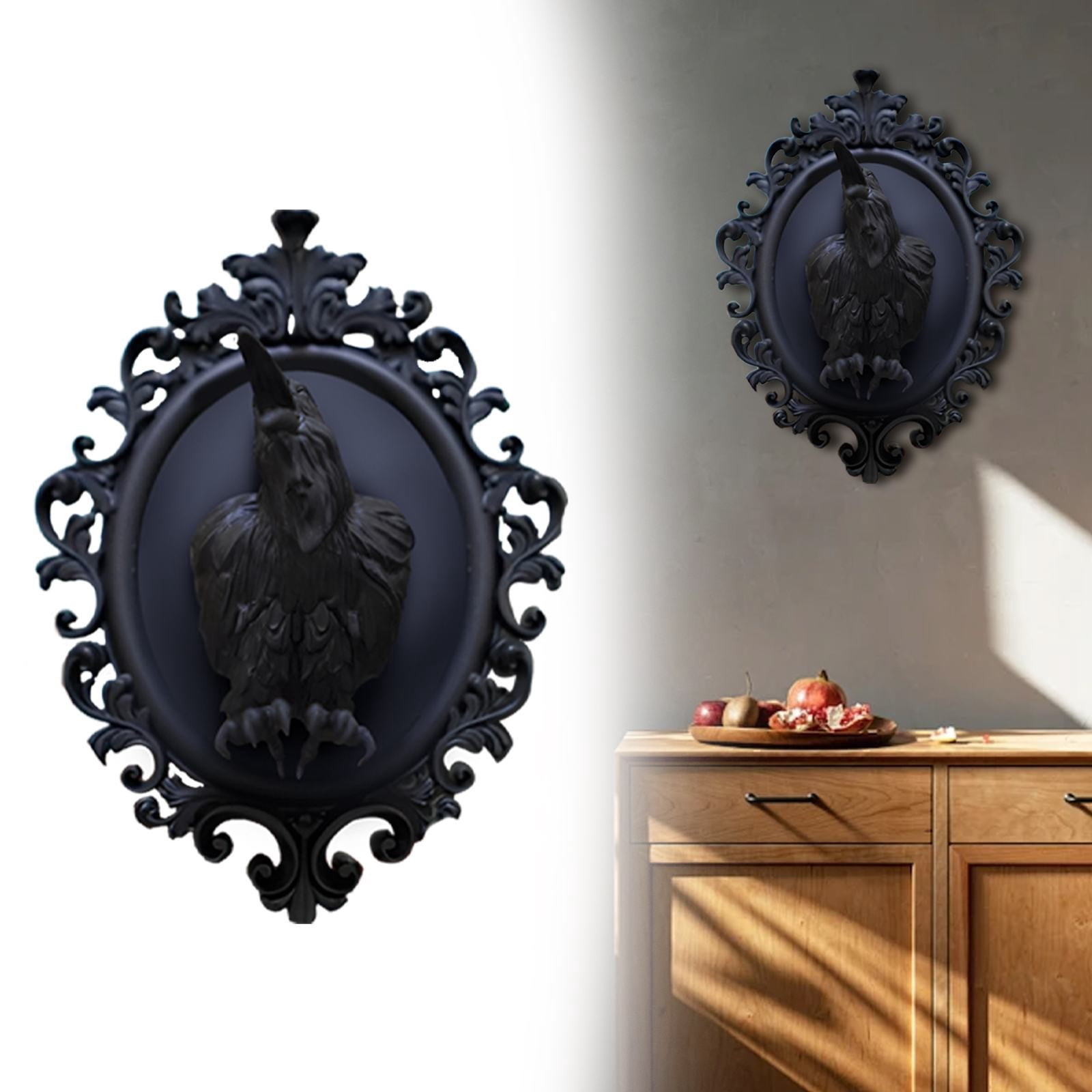 Hangs,Halloween Gothic Decorative Frame Crow Sculpture Hanging Vintage ...