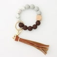 thumbnail image 1 of Wrist Keyring Ornament Anti-Loss Bracelet Keyring Brown - Silicone Key Ring Bracelet, Women Beaded Bangle Keychain Wristlet Leather Tassel, 1 of 6