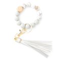thumbnail image 1 of Wrist Keyring Pendant Anti-Loss Bracelet Keyring White - Silicone Key Ring Bracelet, Women Beaded Bangle Keychain Wristlet Leather Tassel, 1 of 2