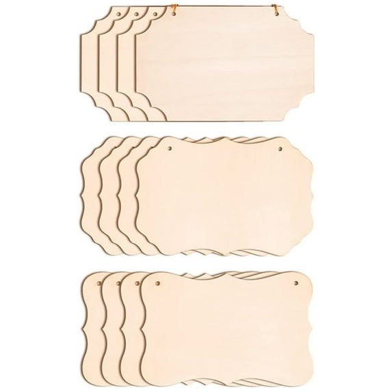 Hangs, Household pendant, Dienrx 12Pcs Unfinished Hanging Wood Sign Rectangle Blank Wooden Plaque Blank Hanging Wooden Banners for Pyrography Painting Writing DIY Home Crafts, 12 pendants