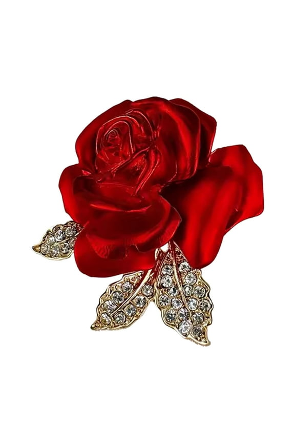 1 Rose Ornament - Elegant Red Rose Flower Brooch Pin Exquisite Floral Lapel Pin Accessory for Suits Coats and Home Decor Decoration Stylish and Sophisticated