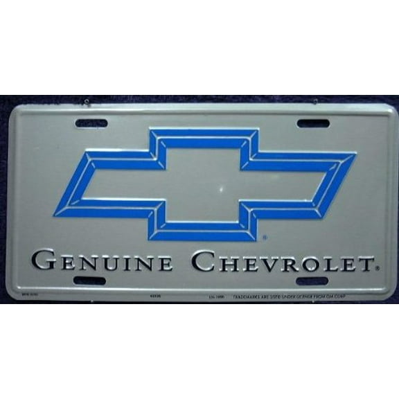 Hangtime GENUINE CHEVROLET with Blue Bowtie on Silver 6x12 License Plate