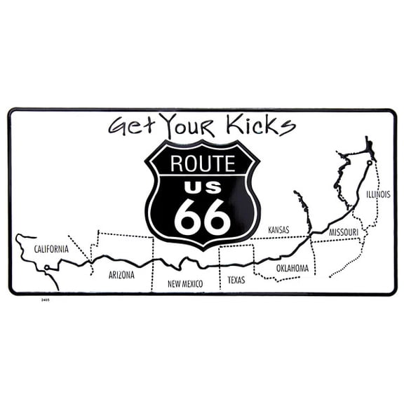 Hangtime Route 66 Get Your Kicks 6x12 License Plate