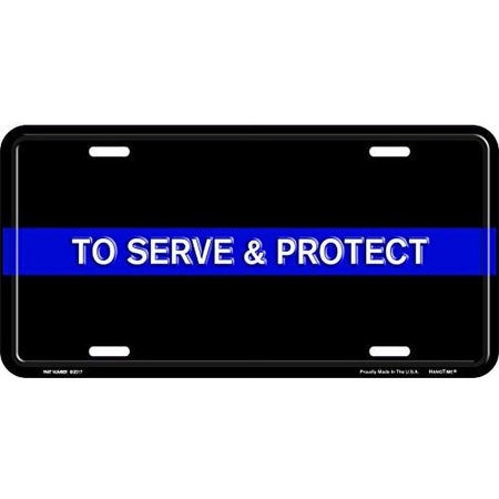 Hangtime Thin Blue Line To Serve & Protect 6x12 License Plate