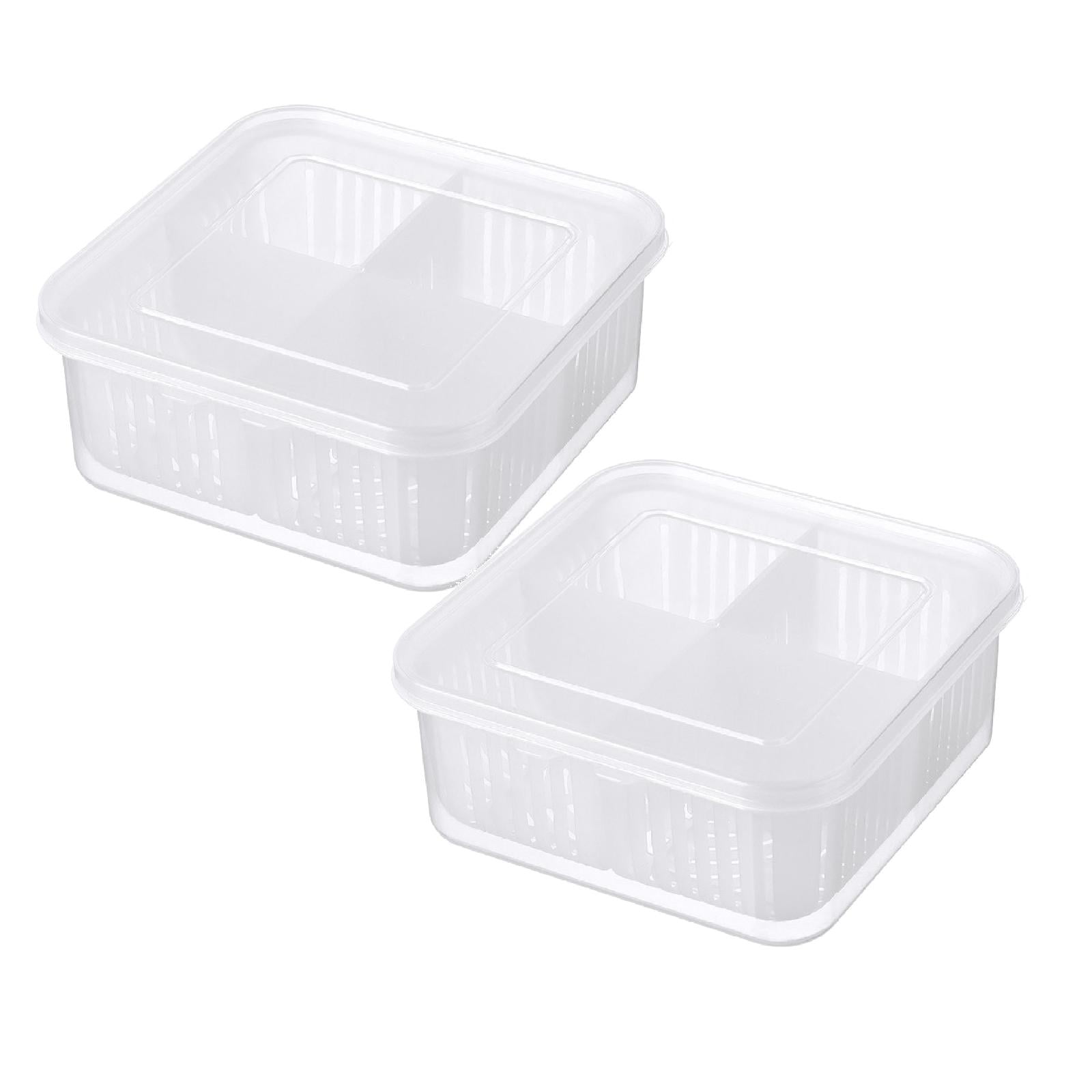 Hangyan Tech Divided Veggie Tray With Lid Stackable Vegetable Storage