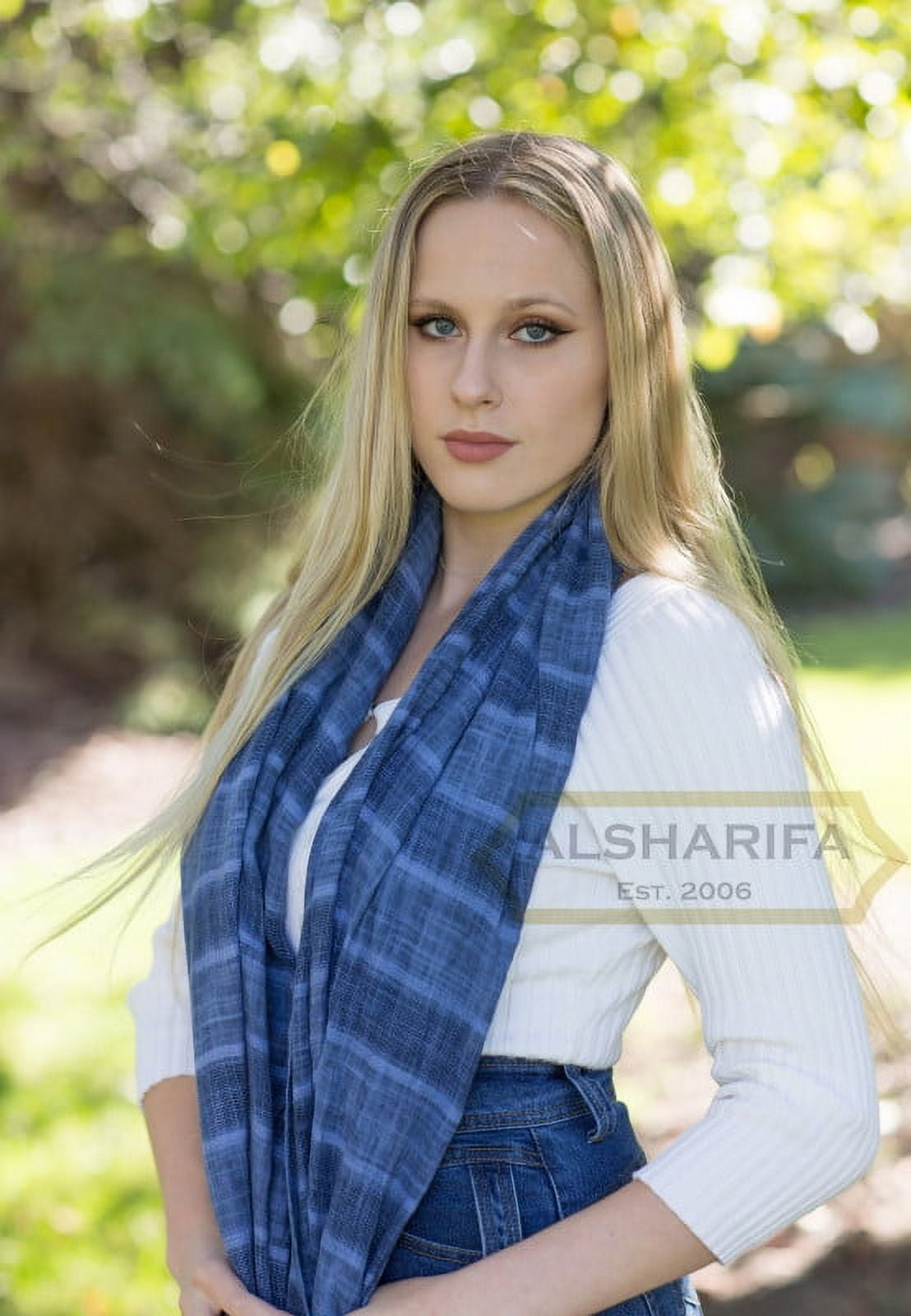 Hangzhou Scarf with Beautiful TASSEL | Shawl | Muslim Hijab | 72" x 30" | Women Head Wrap [BLUE]