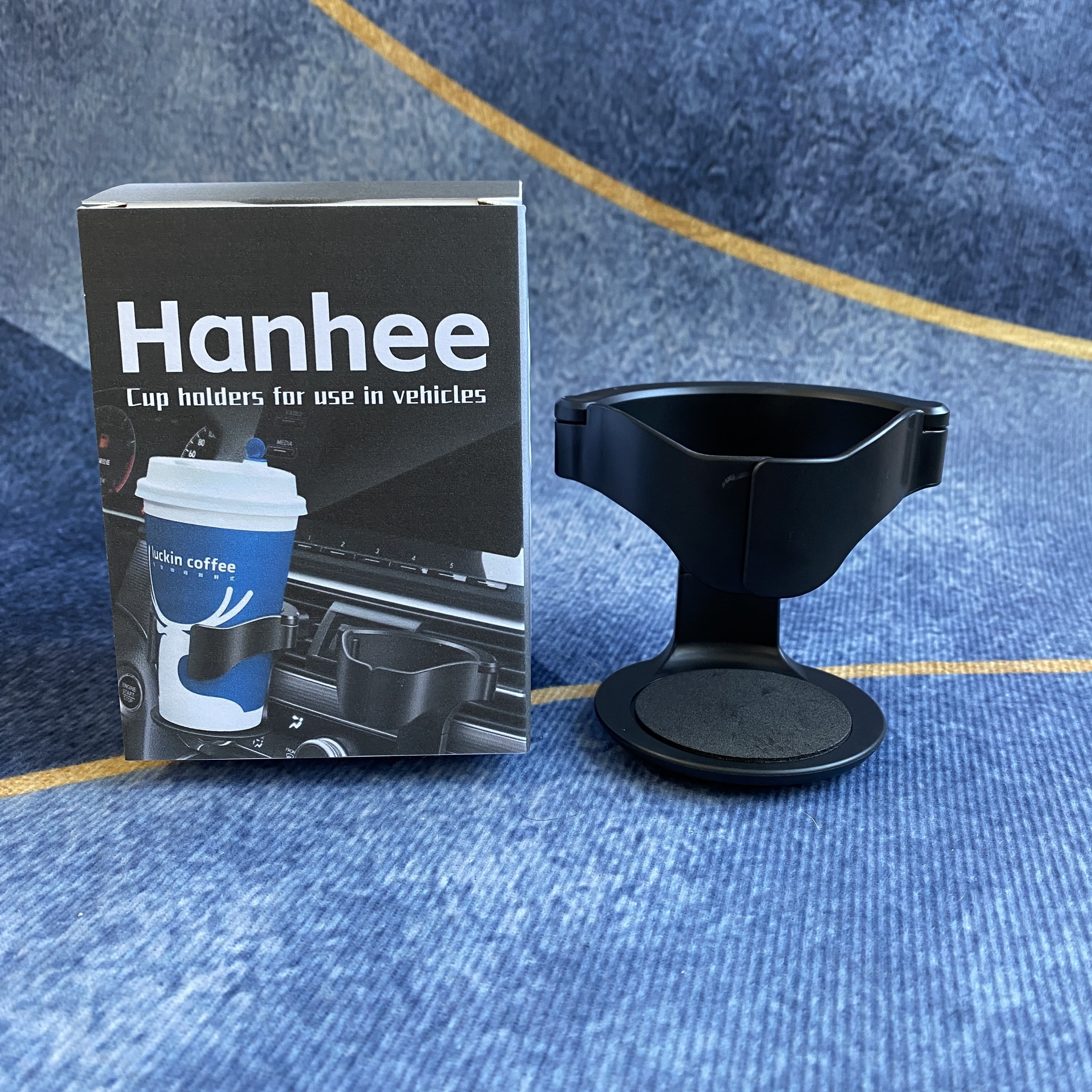 Hanhee Black Cup Holders for Sse in Vehicles Adjustable Folding Drink