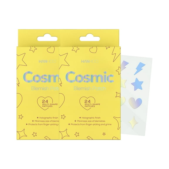 Hanhoo Cosmic Blemish Patch, 48 Count, Holographic Pimple Patches, Multi-shaped Zit Stickers, Reduces Size of Blemishes, Acne Spot Treatment, Gentle Blemish Care, Korean Skincare