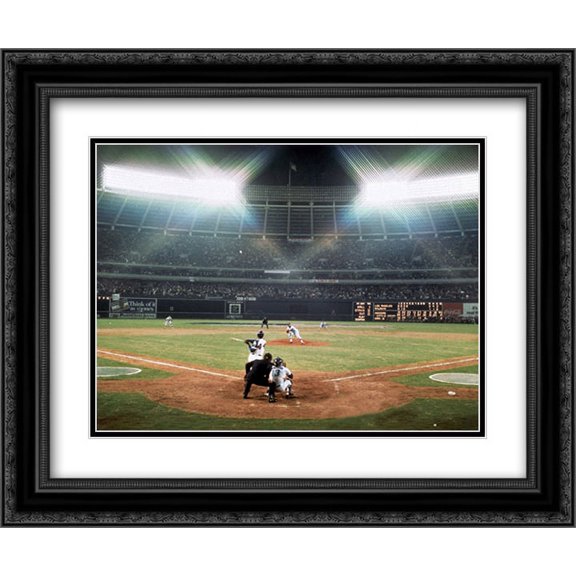 Hank Aaron 715th Home Run 2x Matted 14x12 Black Ornate Framed Art Print