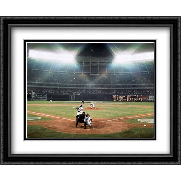 Hank Aaron 715th Home Run 2x Matted 34x28 Large Black Ornate Framed Art Print