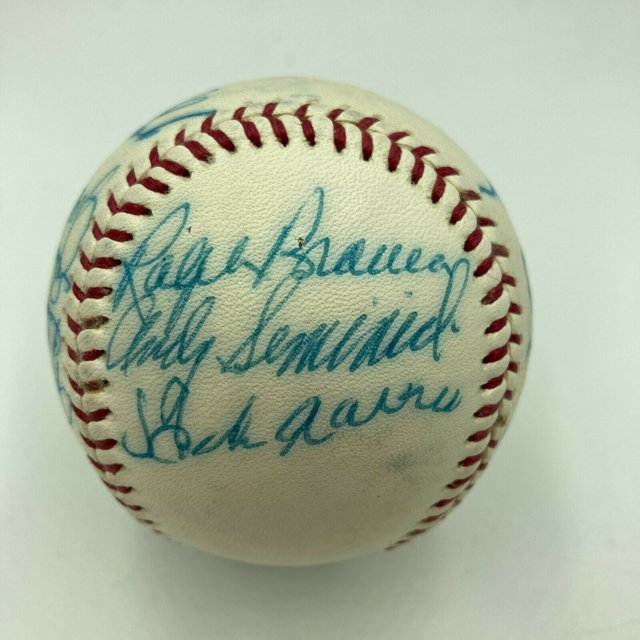Hank Aaron HOF Multi Signed Cracker Jack Old Timers Game Baseball