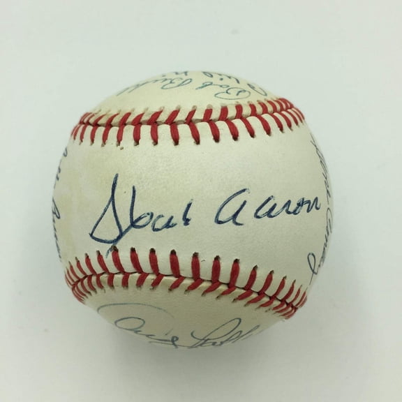 Hank Aaron Milwaukee Atlanta Braves Legends Signed Baseball 15 Sigs PSA DNA