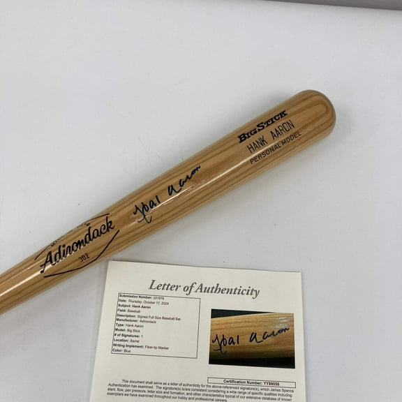 Hank Aaron Signed Adirondack Game Model Baseball Bat JSA COA