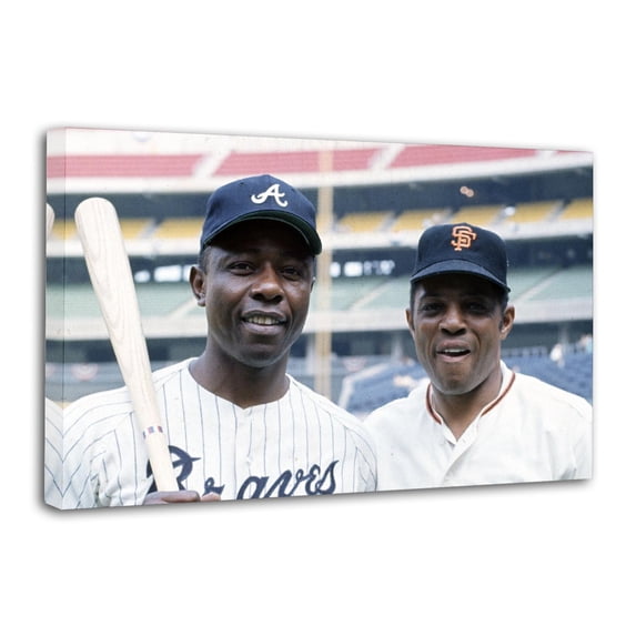 Hank Aaron & Willie Mays Baseball Gifts Canvas Painting Poster Wall Art Decorative Picture Prints Modern Decor 16x24inch(40x60cm)