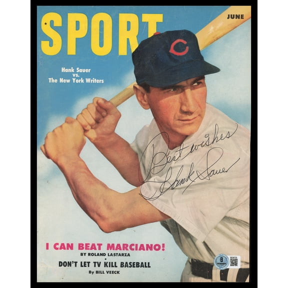 Hank Sauer Autographed Sport Magazine Cover Chicago Cubs Beckett BAS QR #BS36725
