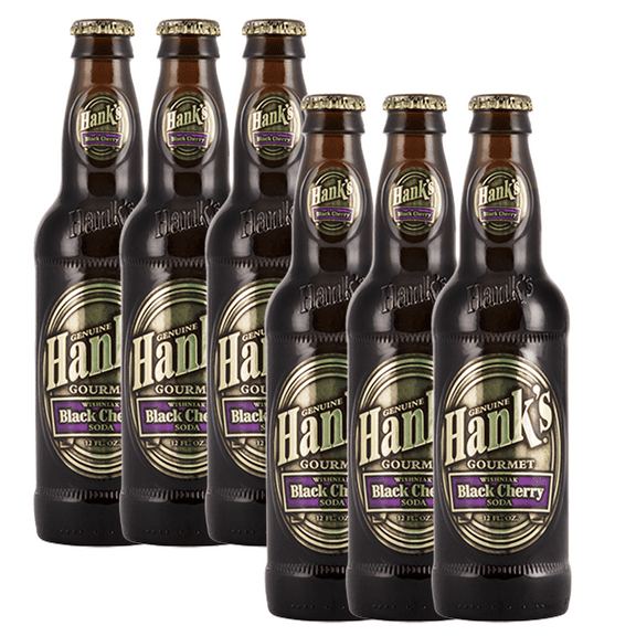 Hank's Genuine Gourmet Black Cherry Soda, 12 fl oz Bottles  Premium Craft Soda with Bold, Creamy Flavor  Made with Wishniak Cherries, Pack of 6