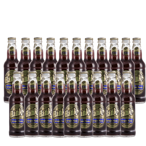 Hank's Genuine Gourmet Grape Soda, 12 fl oz Bottles – Premium Craft Soda with Tart, Juicy Flavor. - Crisp and Refreshing, Pack of 20