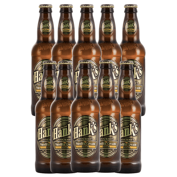 Hank's Genuine Gourmet Vanilla Cream Soda, 12 fl oz Bottles – Premium Craft Soda with Rich, Robust Flavor, Pack of 10