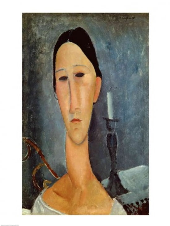 Hanka Zborowska with a Candlestick 1919 Canvas Art - Amedeo Modigliani (18 x 24)