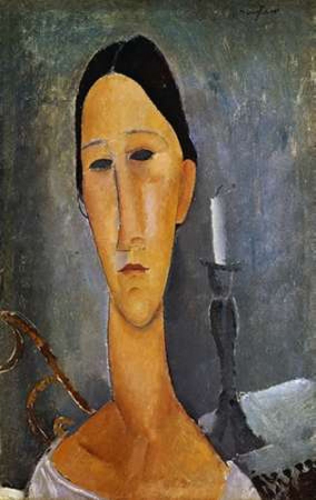 Hanka Zborowska with a Candlestick Canvas Art - Amedeo Modigliani (12 x 18)
