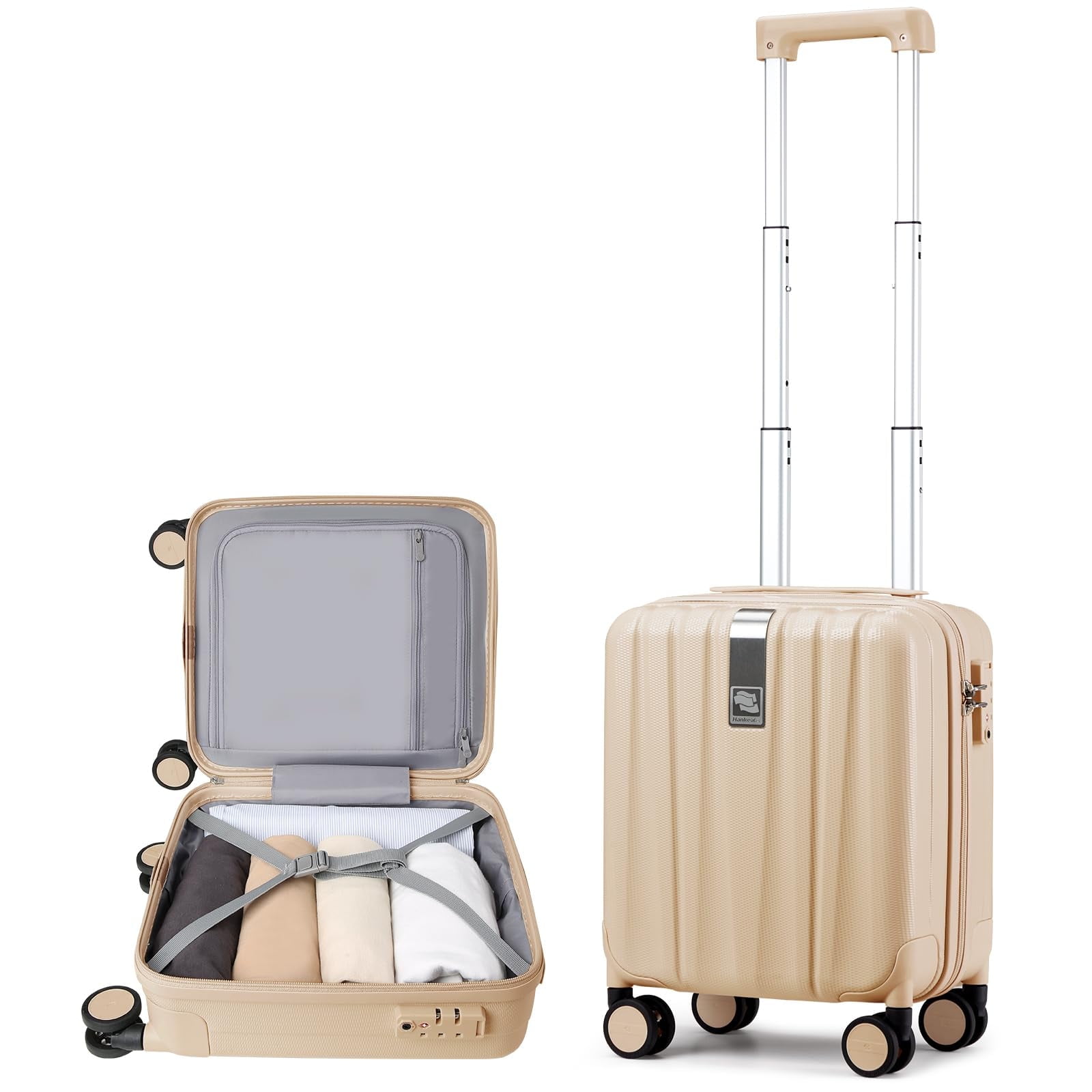 Hanke 14 Inch Underseat Carry On Luggage with Wheels Hard Shell ...