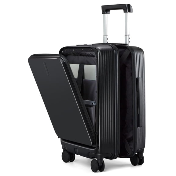Hanke 20" Adult 4-Piece Hardside Luggage, Black