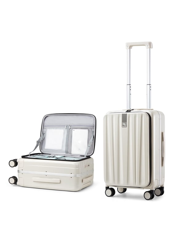 20"Carry On Luggage with Wheels, Ivory White