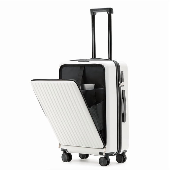 Hanke 20 Inch Carry On Luggage Airline Approved Hard Shell Suitcases with Wheels & Front Pocket TSA Luggage Lightweight Carry On Suitcase for Travel Rolling Luggage(Grayish white)