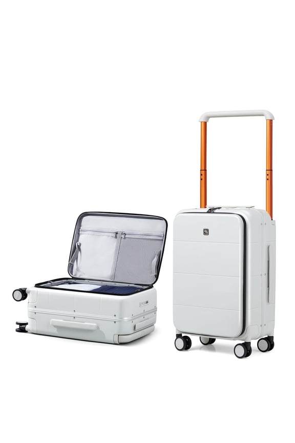 20 Inch Carry On Luggage Hard Shell Suitcases with Spinner Wheels Suitcase for Men Women TSA Luggage Travel Suit Case Lightweight Wide Handle Rolling Luggage(Smoke White)