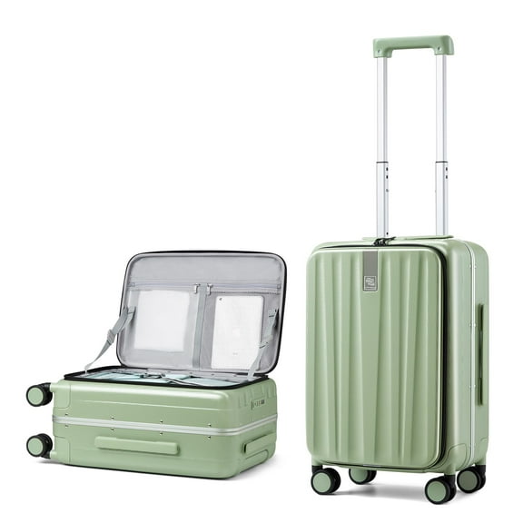 Hanke 20" Unisex Hardside Carry On Luggage, Bamboo Green