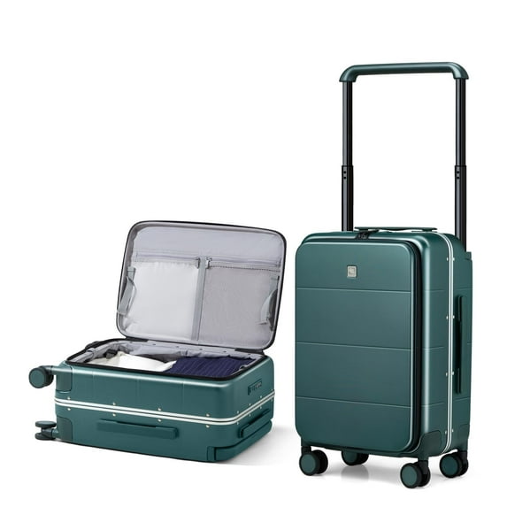 Hanke 24 Inch Checked Luggage Large Hard Shell Suitcases with Wheels Top Open TSA Approved Luggage Wide Handle Travel Rolling Luggage(Blackish Green)