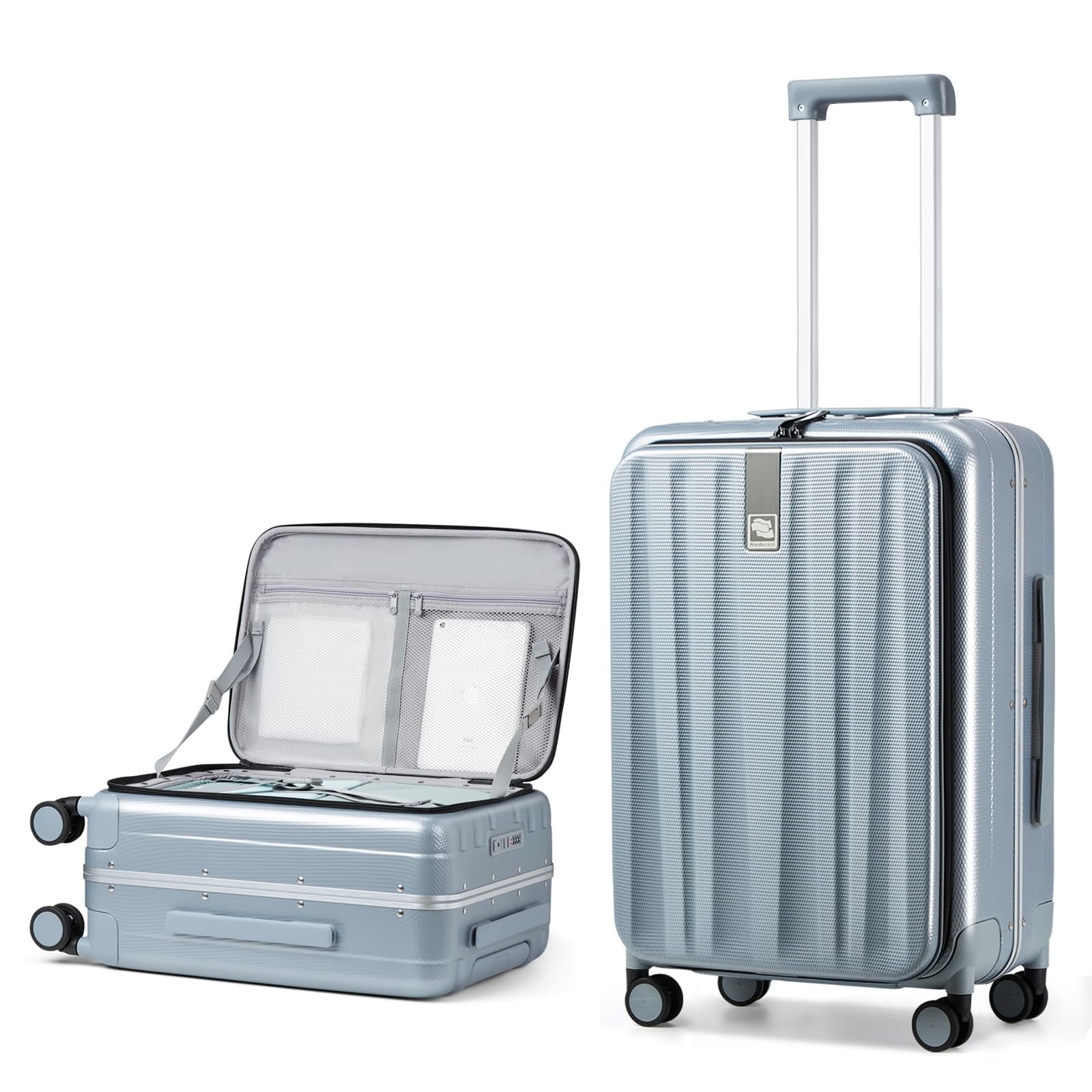 Hanke 24 Inch Checked Luggage with Spinner Wheels PC Hard Suitcase Top