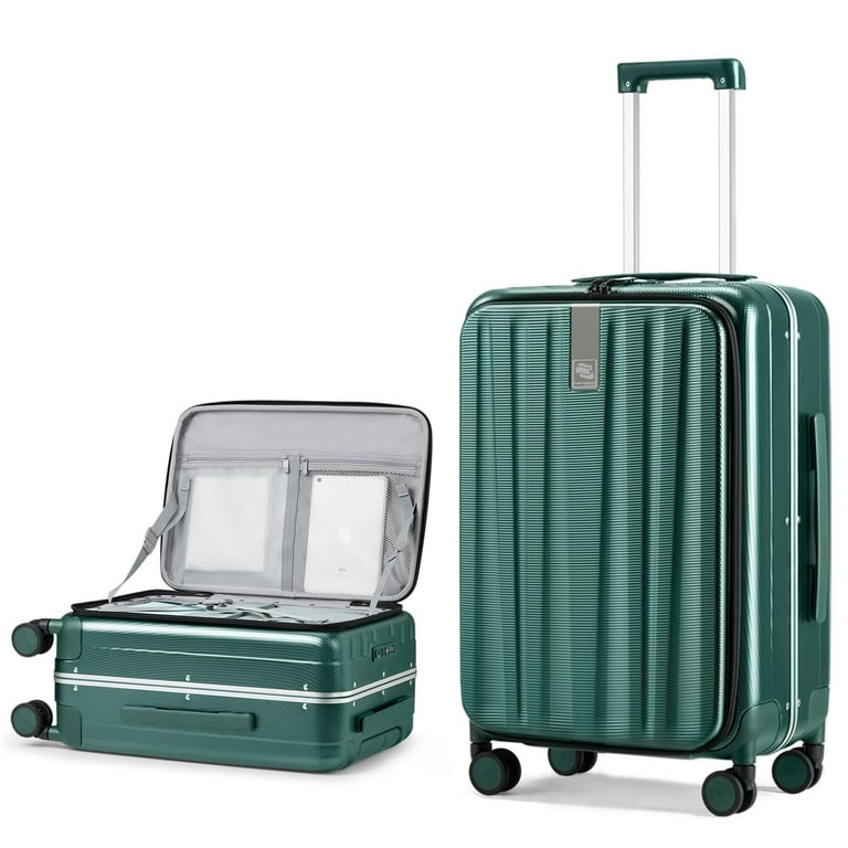 Hanke 26 Inch Large checked Luggage PC Hard Shell luggage Top Opening Aluminum Frame Tsa Luggage Suitcases with Wheels for Travel Woman Men. Bamboo Green Walmart