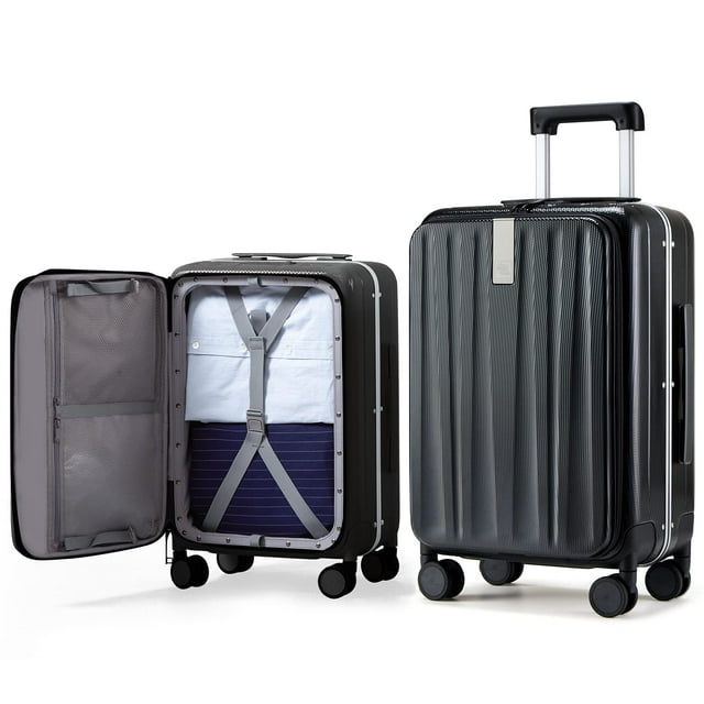 Hanke Luggage Hardside Suitcase with Wheels & Front Opening, 26in Large