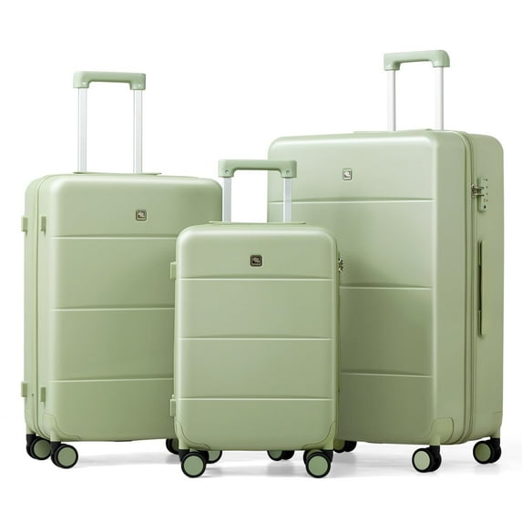 Hanke Luggage Sets 3 Piece, 20/24/28 Inch Hard Shell Suitcases with Wheels & TSA Lock Lightweight PC Hardside Luggage for Travel(Bamboo Green)