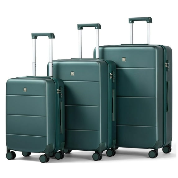 Hanke Luggage Sets 3 Piece, 20/24/28 Inch Hard Shell Suitcases with Wheels & TSA Lock Lightweight PC Hardside Luggage for Travel(Blackish Green)
