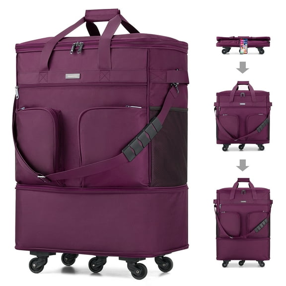 Hanke Suitcases with Wheels Expandable Foldable Luggage Bag Suitcase Collapsible Rolling Travel Bag Duffel Bag for Men Women Lightweight Suitcases,Purple