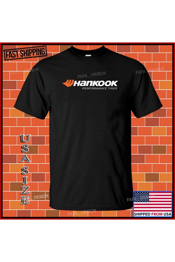 Hankook Racing Tire Performance Logo Men's Black T-Shirt Size S-3XL-Made in Usa