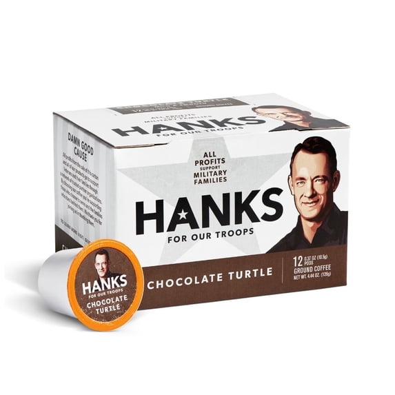 Hanks for Our Troops Chocolate Turtle Coffee Pods, Supports Military Families, 12 Count