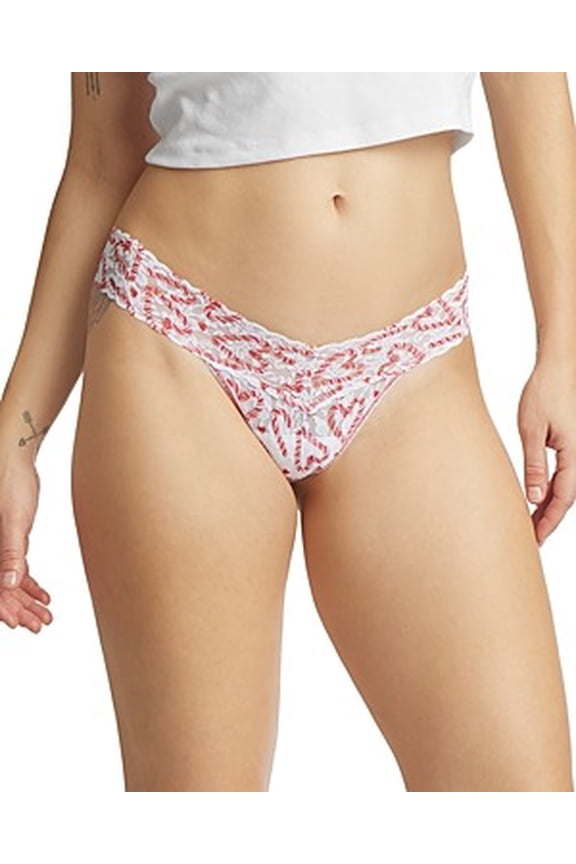 CANDY CANE Floral Lace Low Rise Thong, US One Size