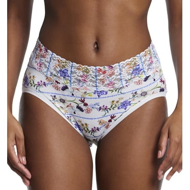 Hanky Panky Cotton Printed French Brief with Lace (PR892461),Medium,Flower Crown