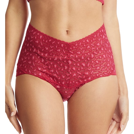 Hanky Panky Cross Dyed Leopard Retro V-Kini (7J2121),XL,Berry Sangria/Pink