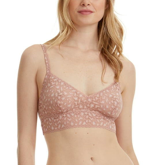 Hanky Panky Cross-Dyed Retro Bralette (7J7271),Medium,Desert Rose/White