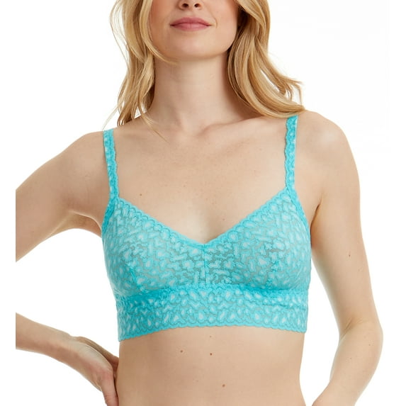 Hanky Panky Cross-Dyed Retro Bralette (7J7271),XS,Radiant Turquoise/White