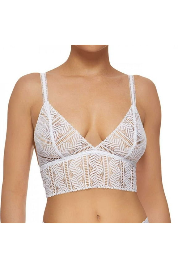 Linear Lace Bralette (White, Large)