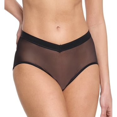 Hanky Panky Mesh High Cut French Brief (7M2444),XL,Black
