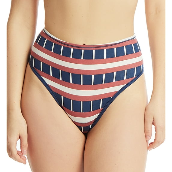 Hanky Panky Play Printed Cotton Hi-Rise Thong (PR721924),XS/S,Bateau