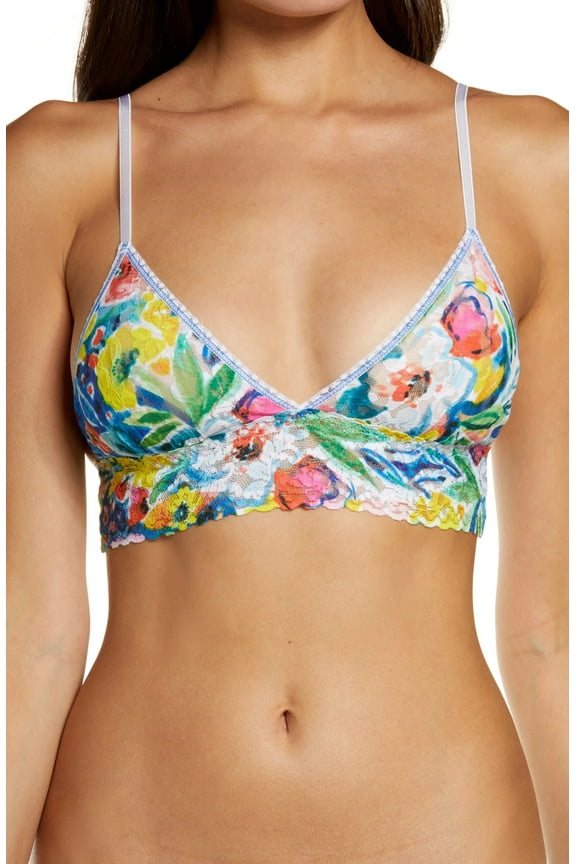 Printed Lace Bralette, Multi, Medium