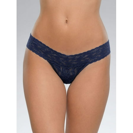 Hanky Panky Signature Lace Low Rise Stretch Thong, Navy, One-Size