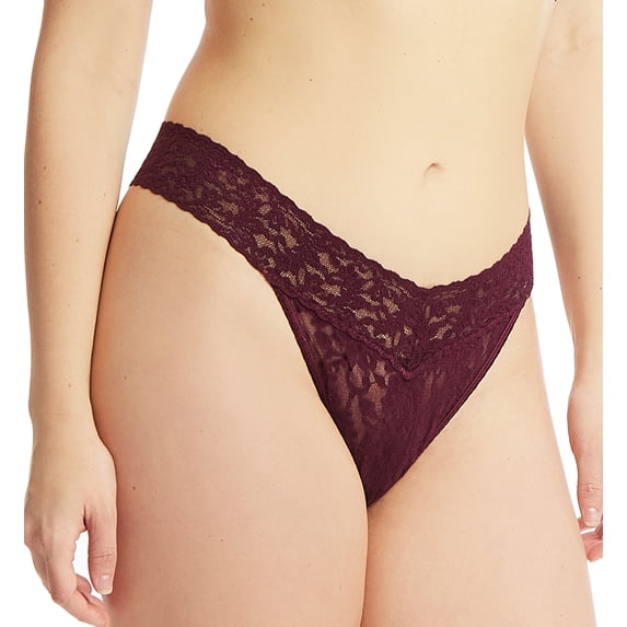 Hanky Panky Signature Lace Original Rise Thong (4811P),Dried Cherry